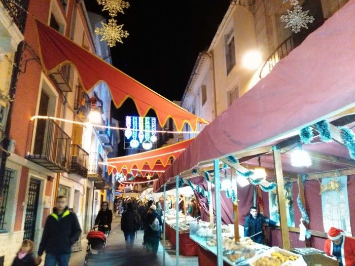 Medieval style Xmas stalls in the streets of Ibi.