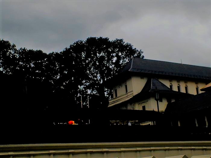 Kandy's Temple of the Sacred Tooth at dusk.