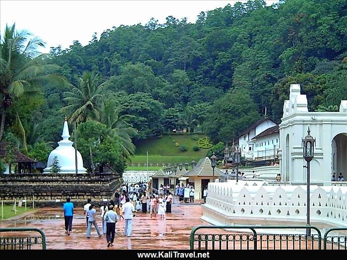 Sri Lankans outside the Temple of the Sacred Tooth Relic in Kandy.