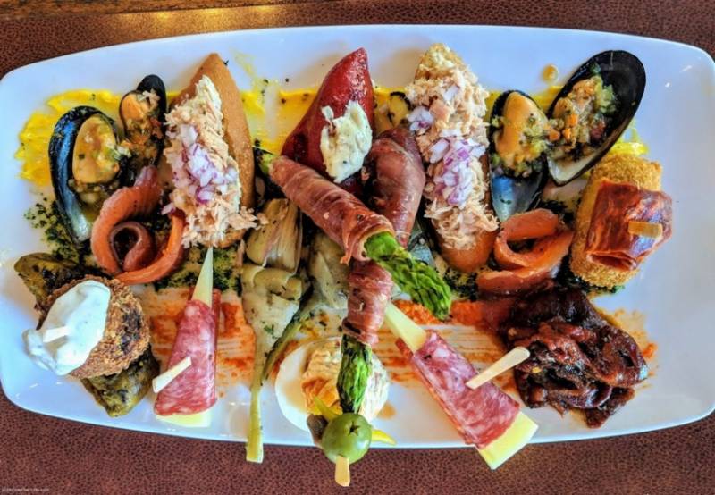 Platter of meats, cheese and fish tapas, San Francisco.