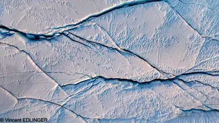 Cracks in Greenland's ice sheet.