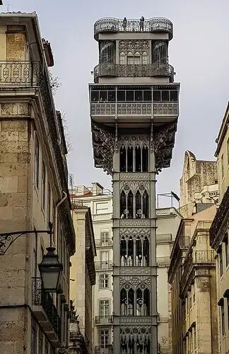 Eiffel Tower style iron elevator in Lisbon historic centre.