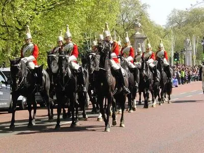 The Horse Guards trotting along the Mall in London.