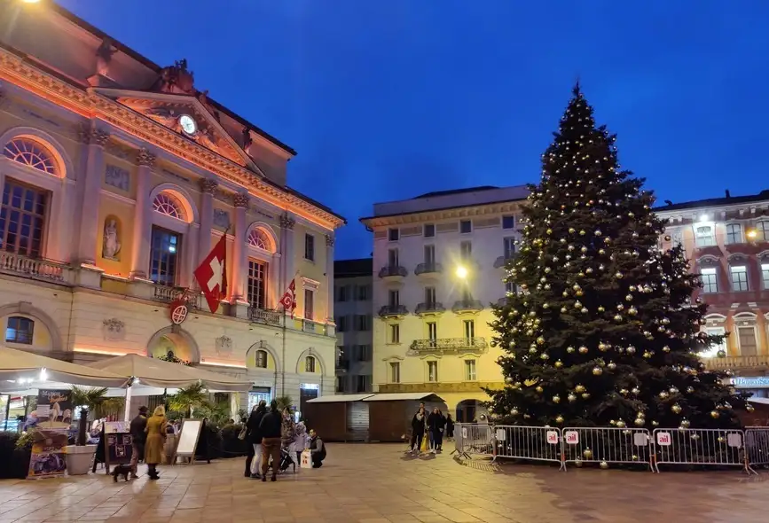 Christmas tree in Lugano main square.