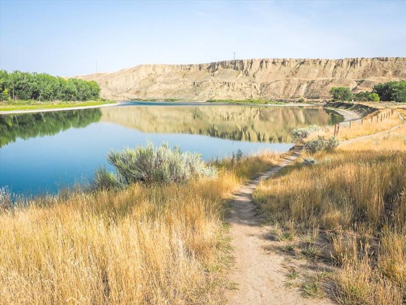 Trail along the riverside at Medicine Hat in Alberta, Canada.