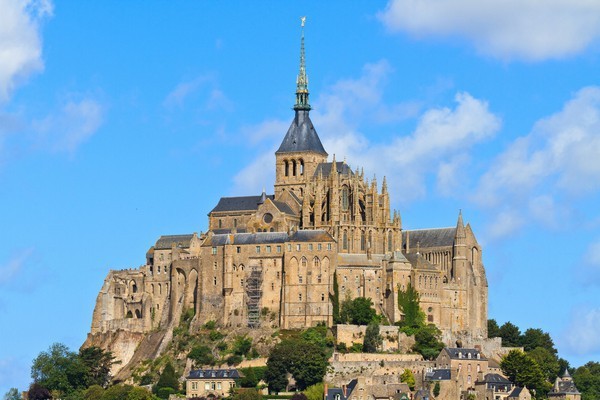 Mont Saint Michel fortress island in Normandy, France.