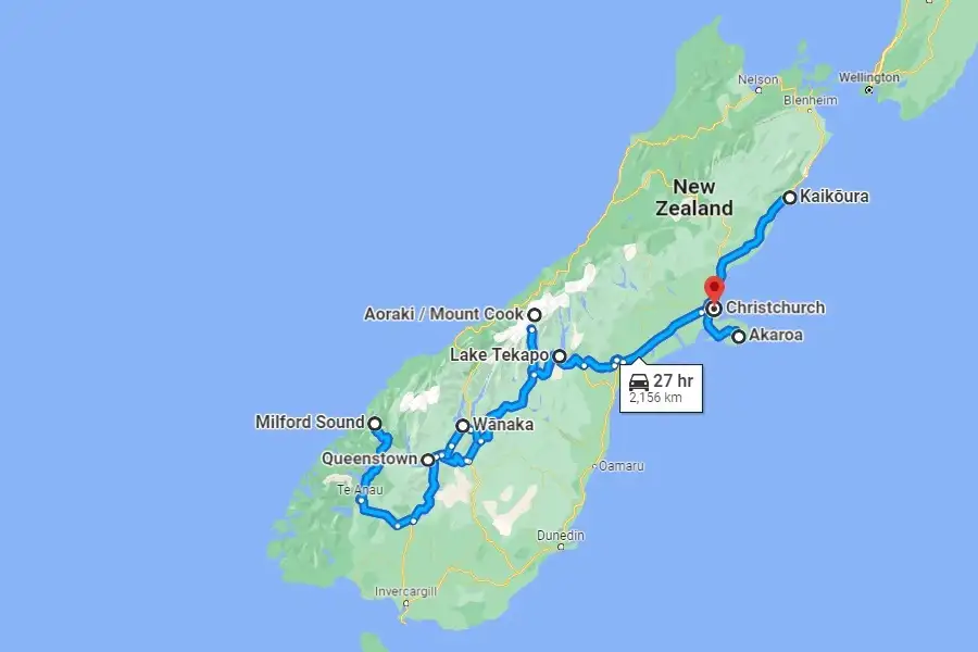 NZ South Island itinerary 7 day self-drive nature trip.