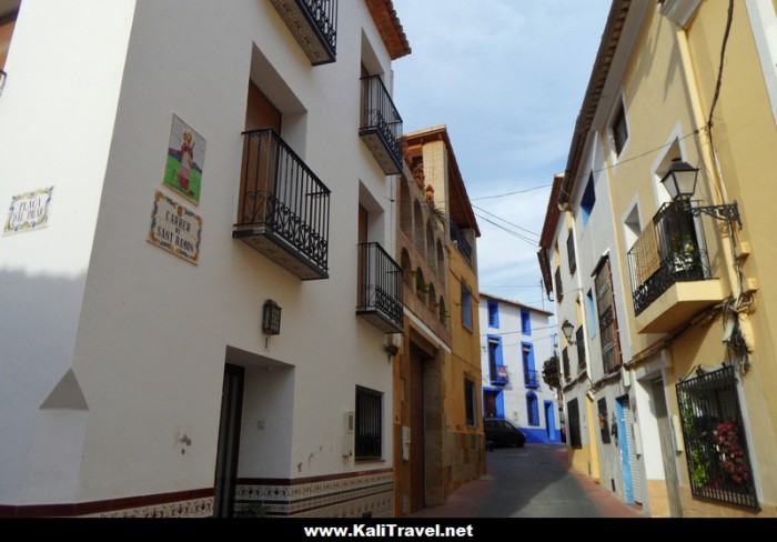 Village street in Polop de la Marina, Spain.