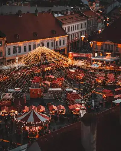 Traditional Romanian Advent market in Sibiu.