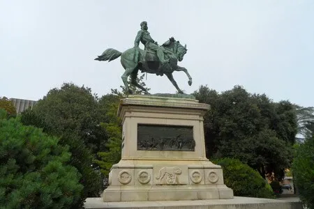 Equestrian statue in La Lizza park in Siena.