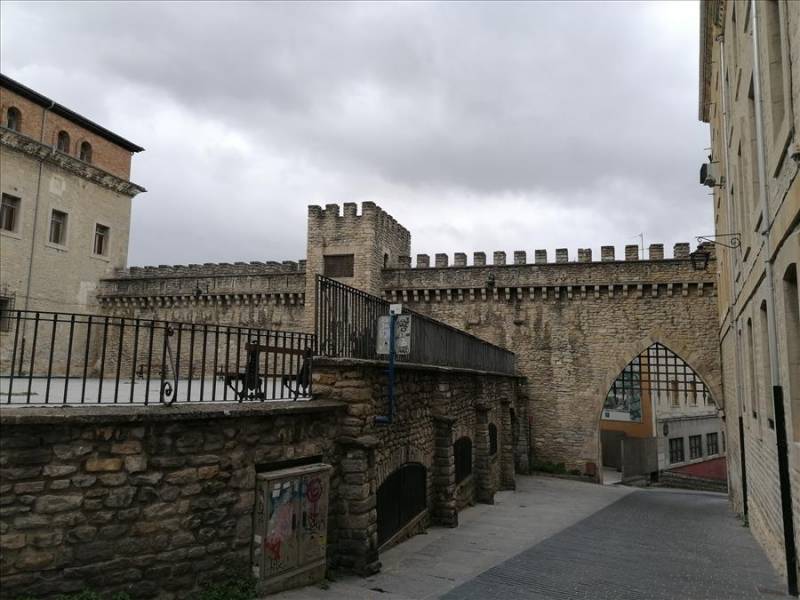 Medieval walls and gateway into Vitoria Gasteiz old town quarters.