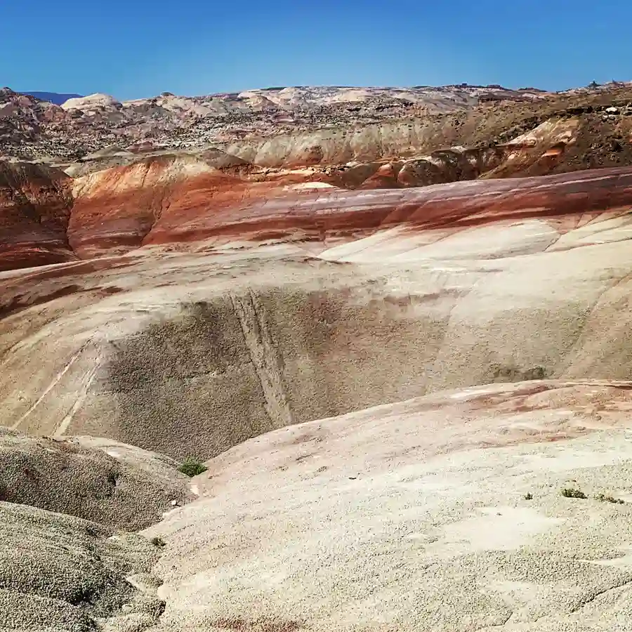 Multi-colored volcanic bentonite clay in the hills of Southern Utah.